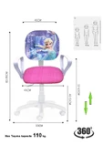 Depolife Çocuk Odası Ders Çalışma Ofis Koltuğu Öğrenci Sandalyesi Frozen Desenli Pembe Beyaz Tekerlekli thumbnail 2