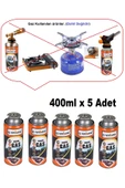 Depolife Kamp ocağı yedek tüp gazı Pürmüz torc Kafası için 5 adet kamp gaz tüpü çakmak gazı (400ml) - 1
