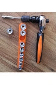 Depolife Fonksiyonel 1/2 ve 3/4 Cırcır Kollu Lokma seti 12 Parça Lokma Anahtar Takımı Somun Sökme adaptörlü - 1