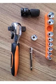 Depolife Fonksiyonel 1/2 ve 3/4 Cırcır Kollu Lokma seti 12 Parça Lokma Anahtar Takımı Somun Sökme adaptörlü - 2