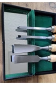 Depolife Ahşap Oyma iskarpela Kıvrık Alet seti Oval Düz Bükey Oyma yontma 4 lü Bıçak Seti Kuksa Kaşık Tas - 5