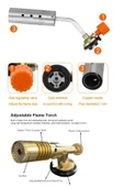 Depolife Kaynakcı Tamirci Pürmüz 4 Kamp Gazlı Torch Alev Tabancası Pişirme Şaloma Başlığı 2 Çeşit Kafa - 4