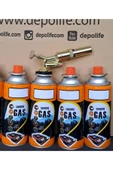 Depolife Çakmaklı Metal Pürmüz Kamp Gazı Kartuşlu Piknik Kamp Mangal Mutfak için 4 Adet 400ml Gaz ve  Başlık - 4
