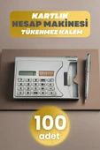 Depolife 100 Adet Taşınabilir Hesap Makinesi Güneş Enerjili Kartvizitlik Tükenmez Kalem Cep Tipi Calculator - 1
