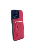 Nettech İphone 13 Pro Max Uyumlu Deri Purse Seri Arka Koruma Kılıf - Kırmızı - 2