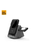 Nettech Nt-wch05 3 In 1 15w Kablosuz Wireless Şarj - Siyah - 1