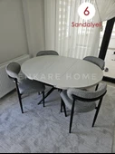 Enkare Oliva Masa Polo Sandalye Takımı - Yuvarlak Açılabilir Mdf Masa + 6 Sandalye - 3