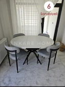 Enkare Oliva Masa Polo Sandalye Takımı - Yuvarlak Açılabilir Mdf Masa + 6 Sandalye - 1