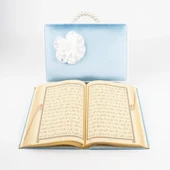Çeyizlik Kutu Raşel Hediyelik Kuran (Orta Boy, Mavi) thumbnail 3