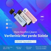 Transcend TS1TESD300C 1TB USB/Type-C 10Gbps 1050/950MB/s Taşınabilir Harici SSD - Mavi - 2