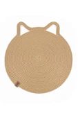 Jüt Kulaklı Yuvarlak Kedi Köpek Mama\Yatakönü Paspası, Hasır Kedi Matı 40*40 cm - 7