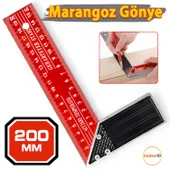 200 mm 20 cm Alüminyum Marangoz Gönye Metal Gövde Açılı Ölçüm Cetveli Ahşap İnşaat Hassas Gönye - 1