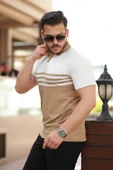 Erkek çizgi Desenli Yakalı Kısa Kollu T-shirt - 2