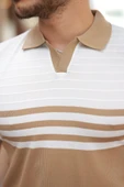 Erkek çizgi Desenli Yakalı Kısa Kollu T-shirt - 1