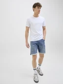 JACK JONES Erkek Yırtık Desenli Kot Şort 12269607 - 3