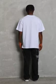 Unisex Oversize Düz Bisiklet Yaka T-Shirt - Beyaz - 2
