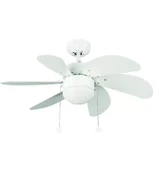 Vanti 60W E27 6 Kanatlı Avizeli Beyaz Ahşap Tavan Vantilatörü KCF281 - 1