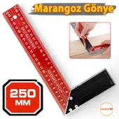 250 mm 25 cm Alüminyum Marangoz Gönye Metal Gövde Açılı Ölçüm Cetveli Ahşap İnşaat Hassas Gönye - 1