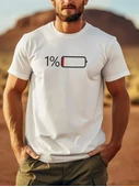 Baskılı Oversize Bisiklet Yaka T-shirt - Beyaz - 1