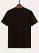 Baskılı Oversize Bisiklet Yaka T-shirt - Siyah - 3