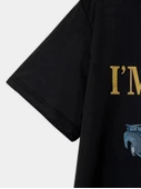 Baskılı Oversize Bisiklet Yaka T-shirt - Siyah - 2
