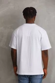 Unisex Baskılı Oversize T-Shirt - Beyaz - 2