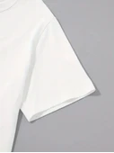 Baskılı Oversize Bisiklet Yaka T-shirt - Beyaz - 2