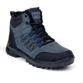 Erkek Lacivert Fermuarlı Bağcıklı Outdoor Suya Soğuğa Dayanıklı Rahat İçi Kürklü Trekking Kışlık Bot - 1