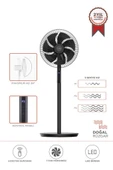 Torima SF-02 Siyah Ayaklı 16'' İnc 60W 3 Kademe 7 Pervaneli Kumandalı Diğital Ekranlı Vantilatör Fan - 1