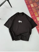 Erkek Baskılı Oversize T-shirt - Siyah - 1