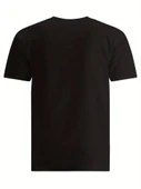 Baskılı Oversize Bisiklet Yaka T-shirt - Siyah - 2