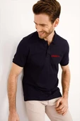 Yakası Düğmeli Yakalı Pike Baskılı T-Shirt - Beyaz - 2