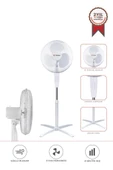 Torima SF-04 Beyaz Ayarlanabilir 16'' İnc Ayaklı Portatif – 55W 3 Kademe 3 Pervaneli Vantilatör Fan - 1