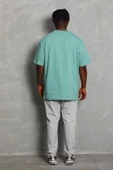 Unisex Oversize Düz Bisiklet Yaka T-Shirt - Mint Yeşili - 2