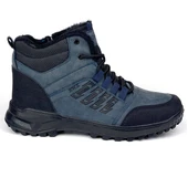 Erkek Lacivert Fermuarlı Bağcıklı Outdoor Suya Soğuğa Dayanıklı Rahat İçi Kürklü Trekking Kışlık Bot - 2