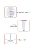 Torima SF-04 Beyaz Ayarlanabilir 16'' İnc Ayaklı Portatif – 55W 3 Kademe 3 Pervaneli Vantilatör Fan - 3