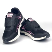 Kadın Siyah Pembe Bağcıksız Cırtlı Hafif Rahat Günlük Sneaker Spor Ayakkabı - 2