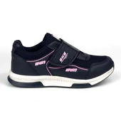Kadın Siyah Pembe Bağcıksız Cırtlı Hafif Rahat Günlük Sneaker Spor Ayakkabı - 4