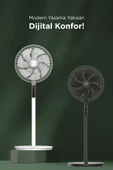Torima SF-02 Beyaz Ayaklı 16'' İnc 60W 3 Kademe 7 Pervaneli Kumandalı Diğital Ekranlı Vantilatör Fan - 2