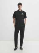 Yakası Düğmeli Yakalı Pike Baskılı T-Shirt - Beyaz - 2