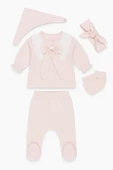 Yakası Dantelli Kız Bebek Zıbın Set 5 Parça - 3