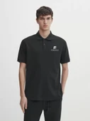 Yakası Düğmeli Yakalı Pike Baskılı T-Shirt - Beyaz - 1
