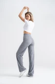 Kadın Boru Paça Tayt Gri Denim Görünümlü, Slim Fit Günlük Şıklık - 6