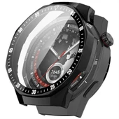 Huawei Watch GT5 Pro 46mm Kasa Uyumlu Kılıf Sert PC Kasa ve Ekran Koruyucu Kılıf  Füme thumbnail 1