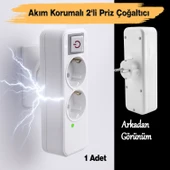 Akım Korumalı Kablosuz Anahtarlı 2'li Grup Priz Golyat Düğmeli Fiş Priz Topraklı Çoklu Çoğaltıcı - 2