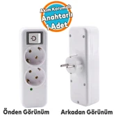 Akım Korumalı Kablosuz Anahtarlı 2'li Grup Priz Golyat Düğmeli Fiş Priz Topraklı Çoklu Çoğaltıcı - 1