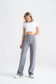 Kadın Boru Paça Tayt Gri Denim Görünümlü, Slim Fit Günlük Şıklık - 3