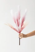 Güleç Yapay Çiçek Yapay Tüylü Palmiye Yaprağı 75 Cm 8 Dal Pembe thumbnail 1