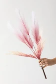 Güleç Yapay Çiçek Yapay Tüylü Palmiye Yaprağı 75 Cm 8 Dal Pembe thumbnail 4