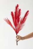 Güleç Yapay Çiçek Yapay Tüylü Palmiye Yaprağı 75 Cm 8 Dal Kırmızı thumbnail 1